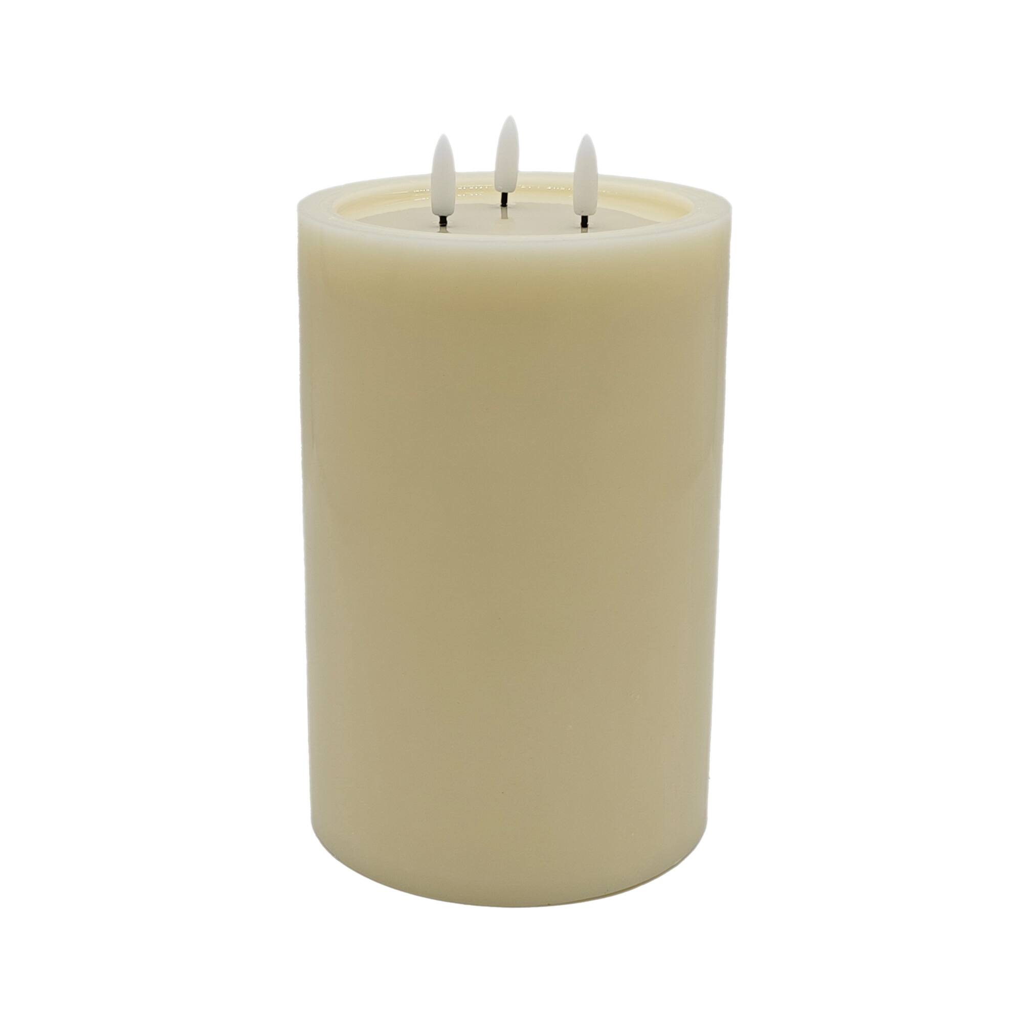 6" x 9" Flickering 3-Wick LED Wax Pillar Candle by Ashland